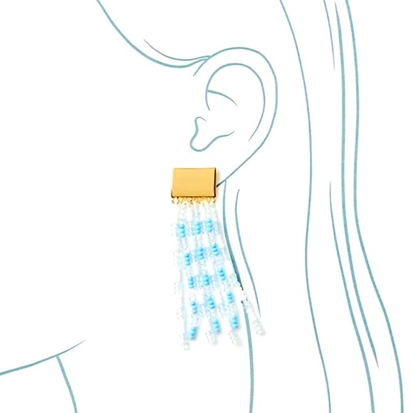 🍒3/$30 New Blue & White Seed Bead Earrings - Picture 2 of 2